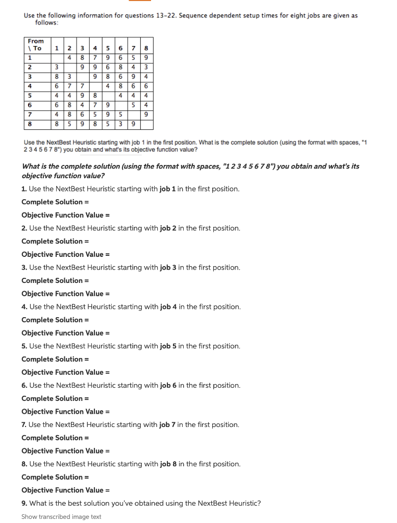 Use the following information for questions