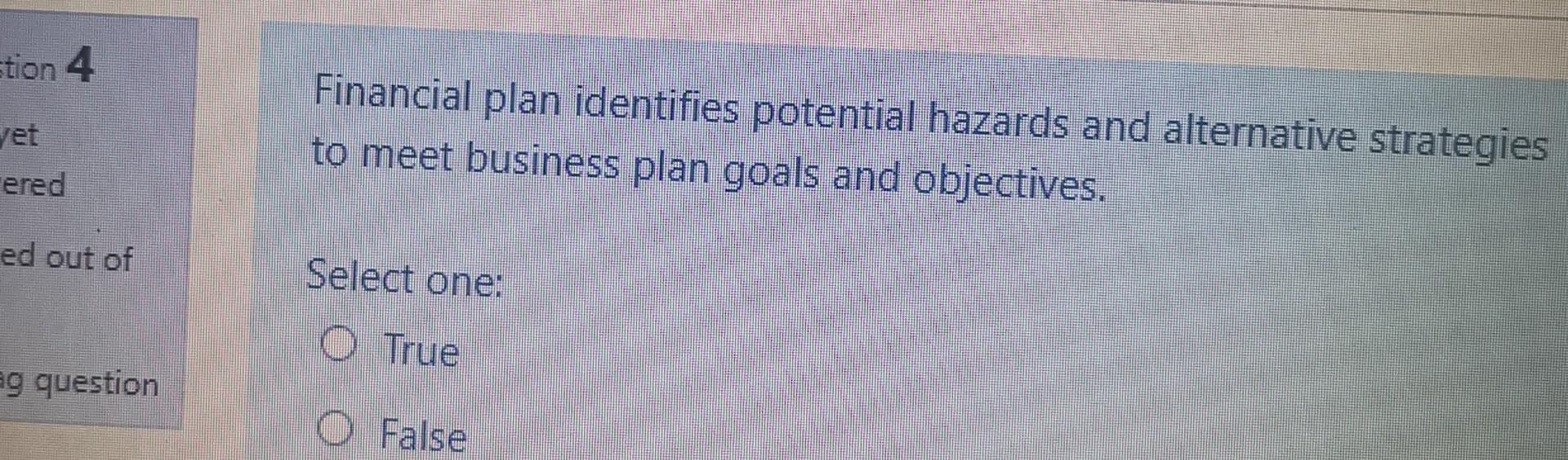etion 4 yet Financial plan identifies potential