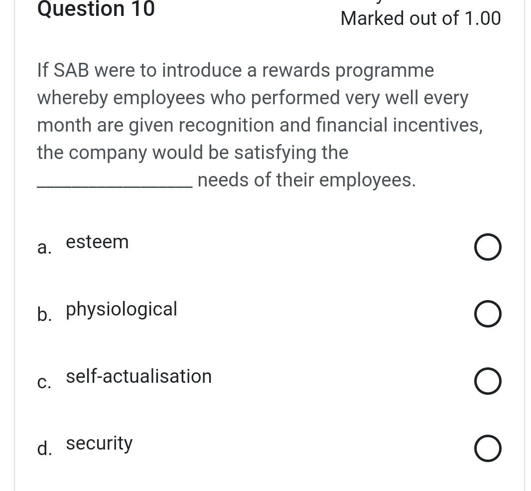 Marked out of 1.00 If SAB were to introduce a