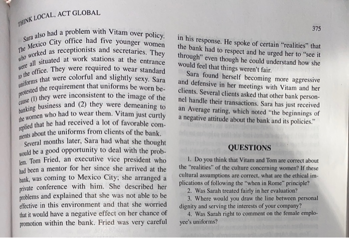 disregard questions in the text. replied, "Of