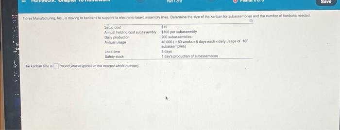 answer 2 parts 11 Save Flores Manufacturing,