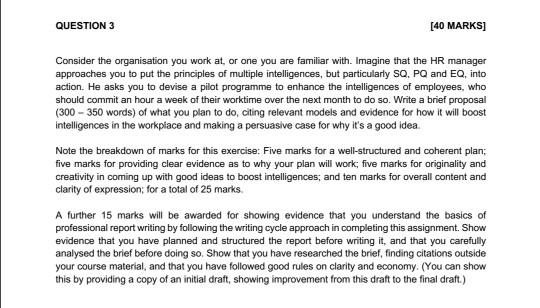 QUESTION 3 [40 MARKS] Consider the organisation