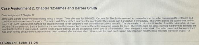 Case Assignment 2, Chapter 12:James and Barbra