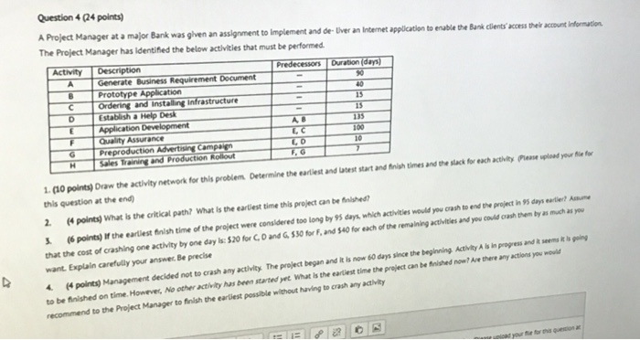 B 15 15 D E 10 G Question 4 24 points) A Project