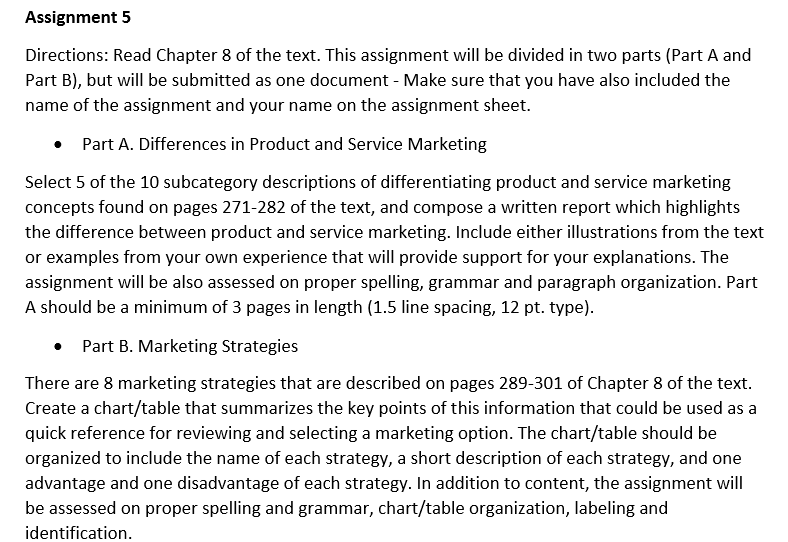 Book: From Products to services Assignment 5