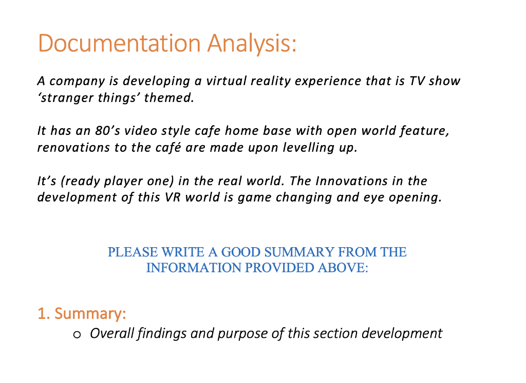 Documentation Analysis: A company is developing a