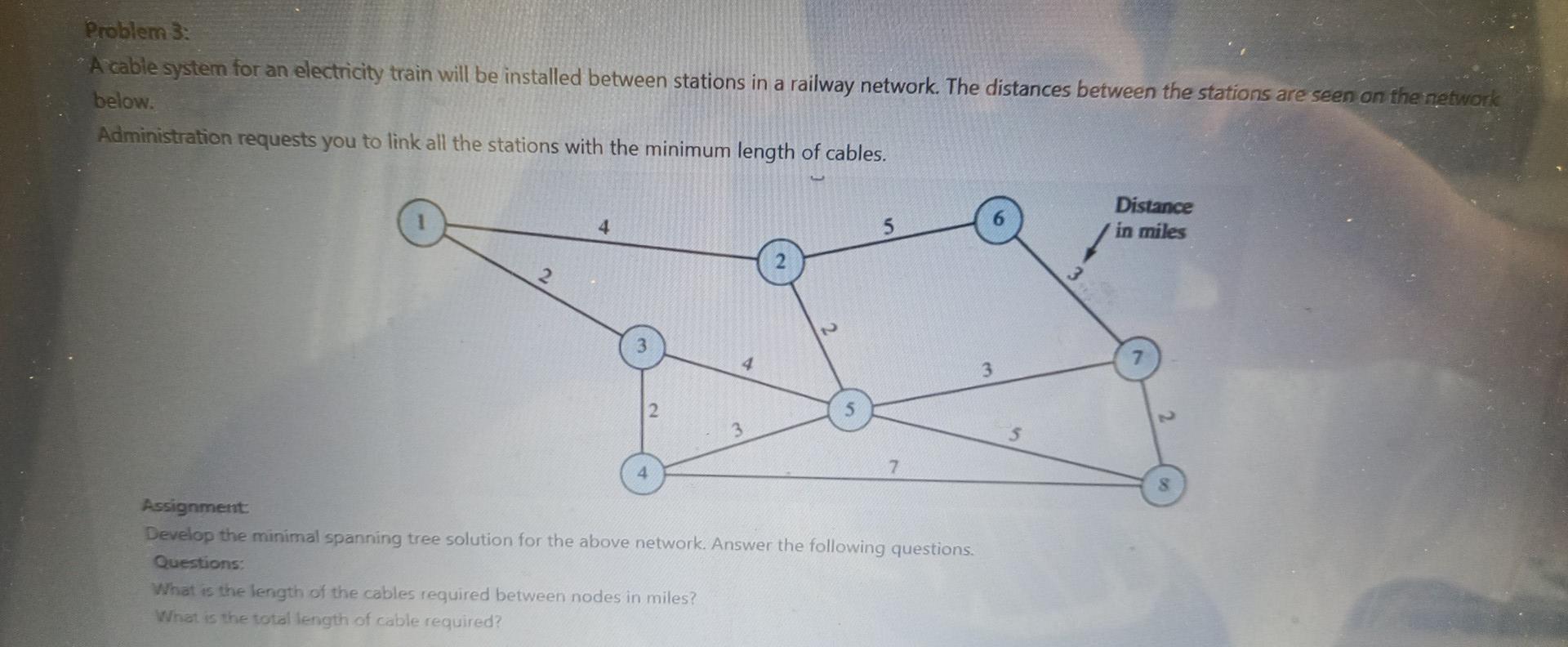Problem 3: "A cable system for an electricity