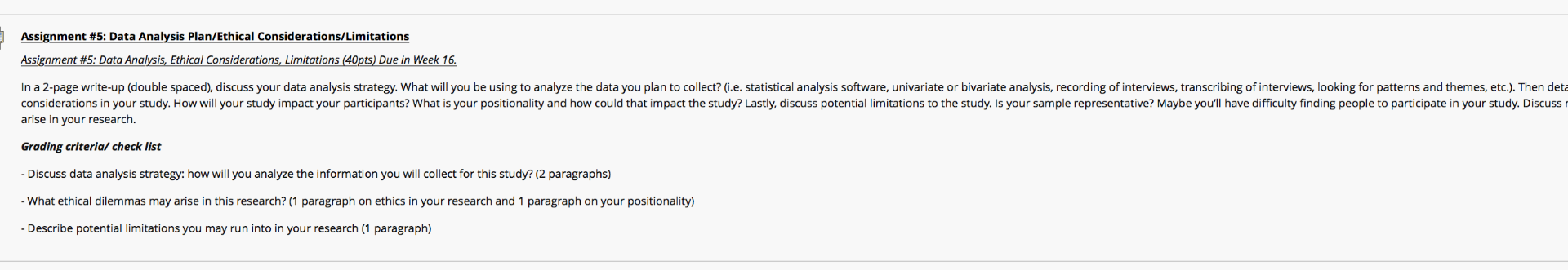 Assignment #5: Data Analysis Plan/Ethical
