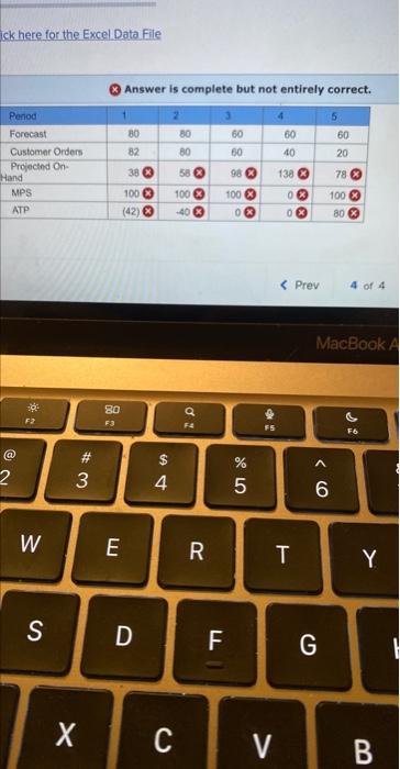 ck here for the Excel Data File (x) Answer is