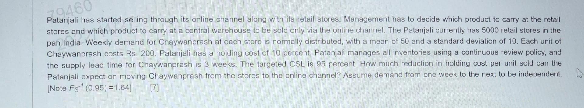 Supply chain management question Patanjali has
