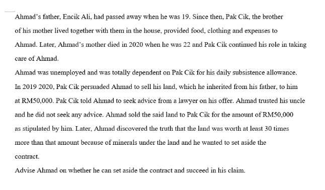 Ahmad's father, Encik Ali, had passed away when