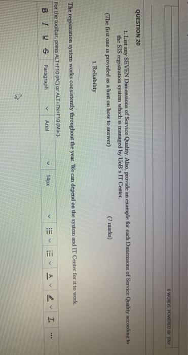 O WORDS POWERED BY TINY QUESTION 20 1. List any