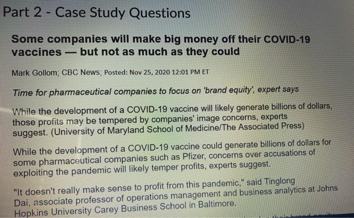 Part 2 - Case Study Questions Some companies will