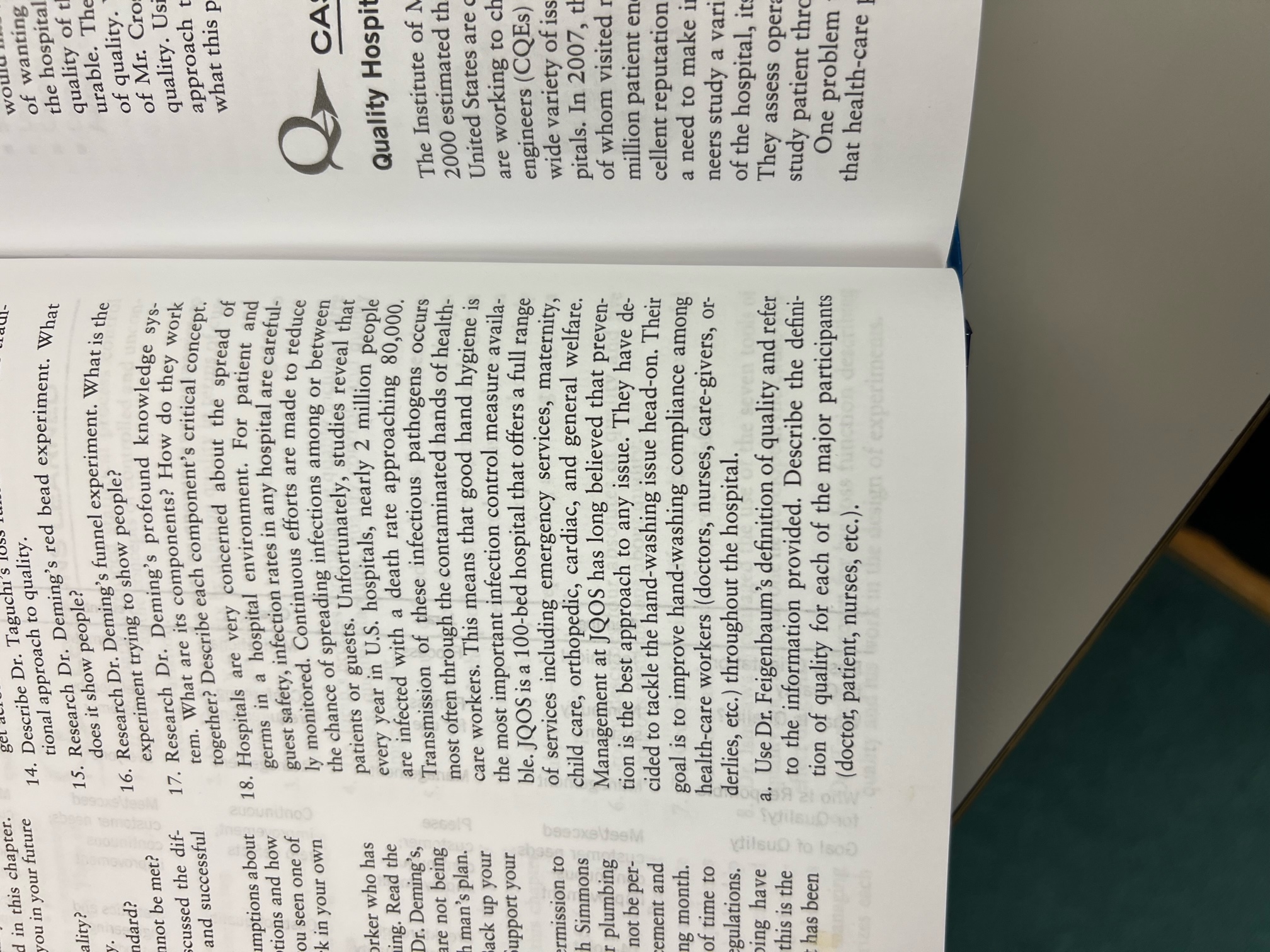 Question 18 Parts A-F 14. Describe Dr. Taguchi's