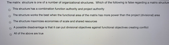 The matrix structure is one of a number of