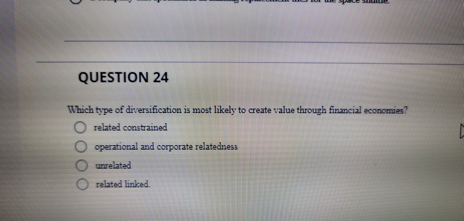 QUESTION 24 Which type of diversification is most