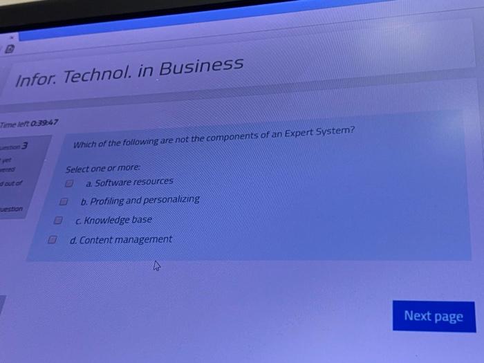 or. Technol. in Business It produces information