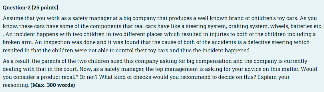 Question-2 (25 points) Assume that you work as a