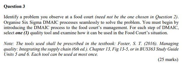 Question 3 Identify a problem you observe at a