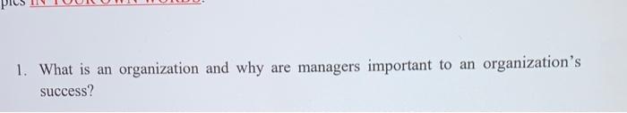 1. What is an success? organization and why are