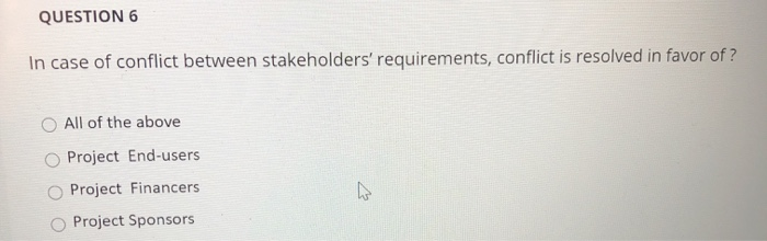 QUESTION 6 In case of conflict between