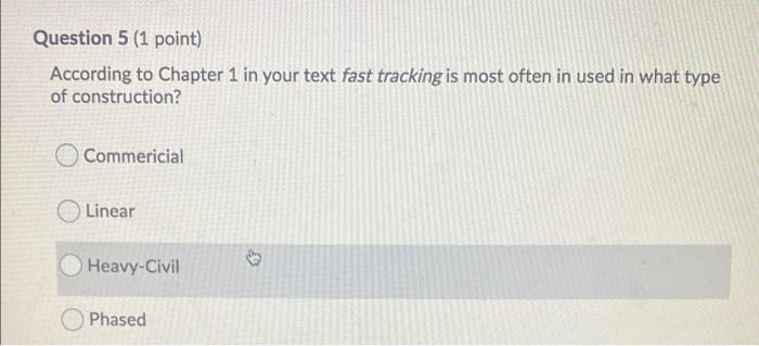 Question 5 (1 point) According to Chapter 1 in