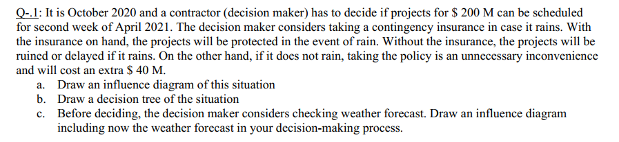 Q-.1: It is October 2020 and a contractor