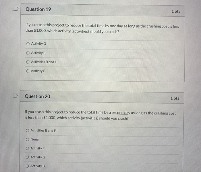 Use the following to answer questions 18-21: D6