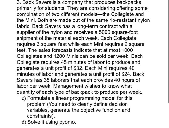 3. Back Savers is a company that produces