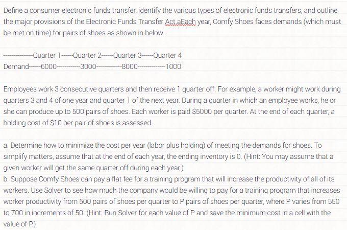Define a consumer electronic funds transfer,