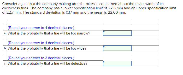 Consider again that the company making tires for