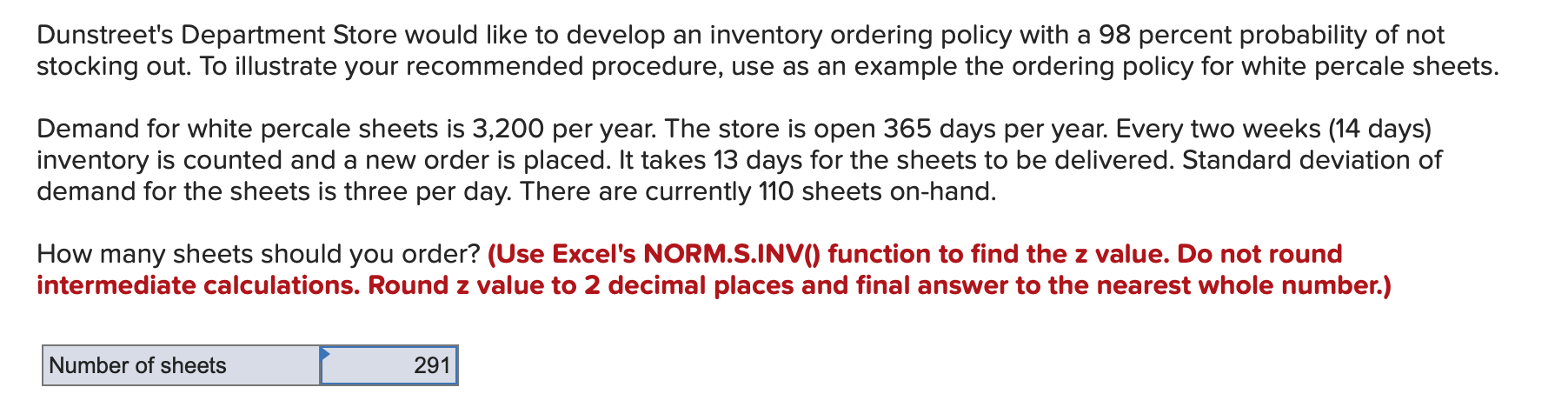 Dunstreet's Department Store would like to