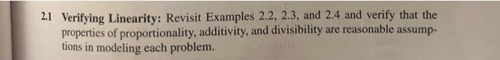 2.1 Verifying Linearity: Revisit Examples 2.2,