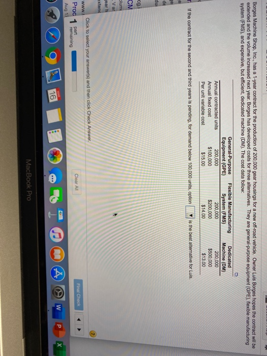 Borges Machine Shop, Inc., has a 1-year contract