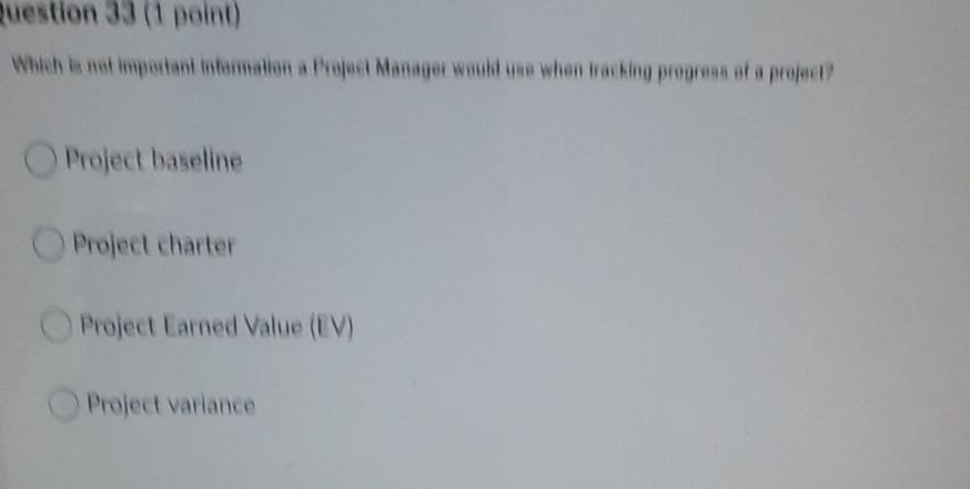 Question 33(1 point) which is not important