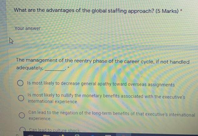 What are the advantages of the global staffing