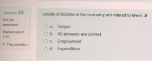 Question 22 Levels of income in the economy are