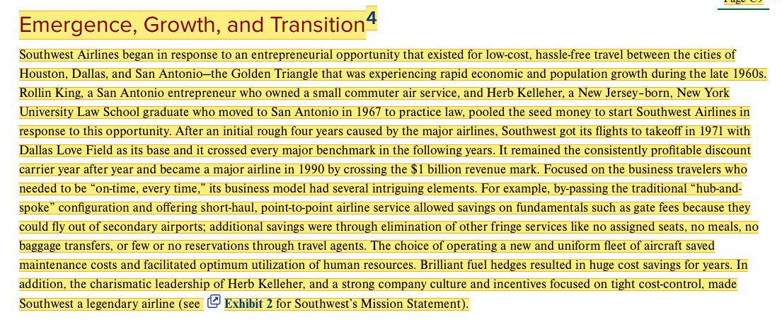 1. Why did Southwest offer "bags fly free"? Pick
