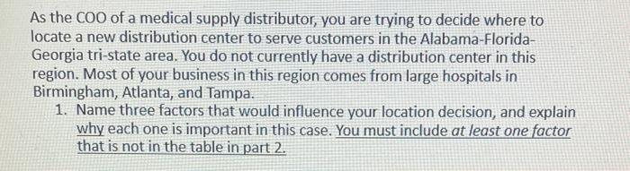 As the COO of a medical supply distributor, you