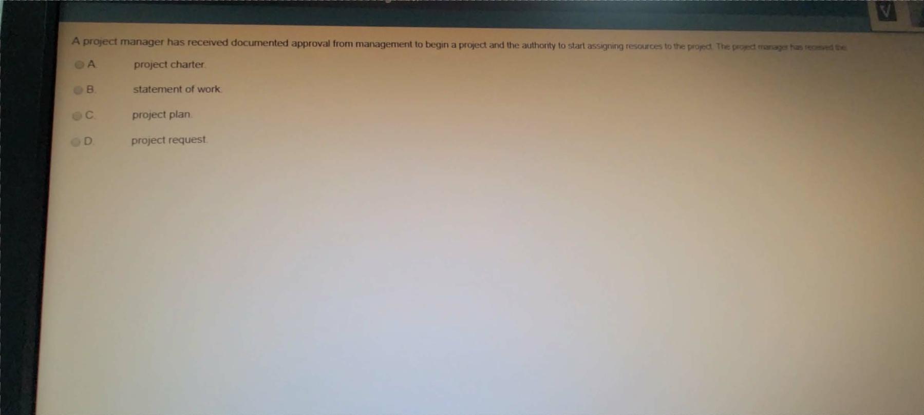 A project manager has received documented