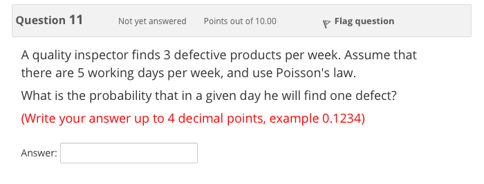 Question 11 Not yet answered Points out of 10.00