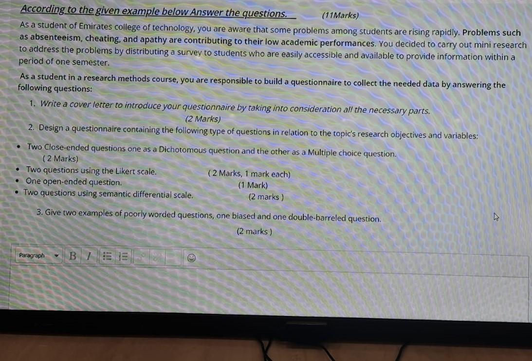 According to the given example below Answer the