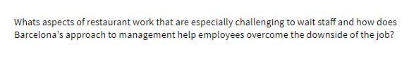 Whats aspects of restaurant work that are