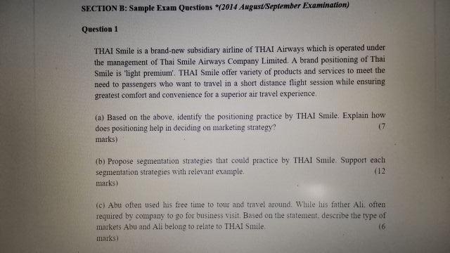 SECTION B: Sample Exam Questions (2014