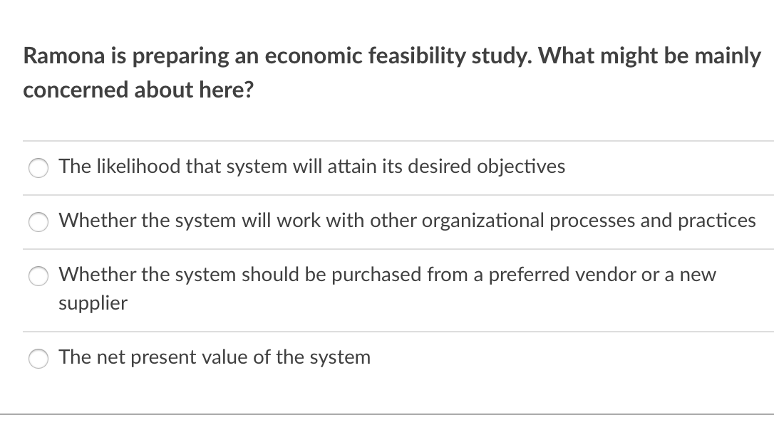 Ramona is preparing an economic feasibility