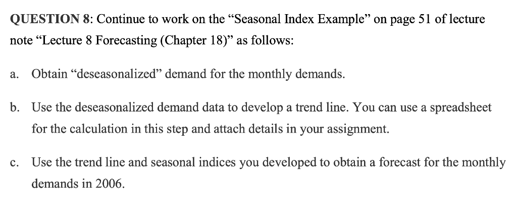 Seasonal Index Example Month Jan Feb Mar Apr May