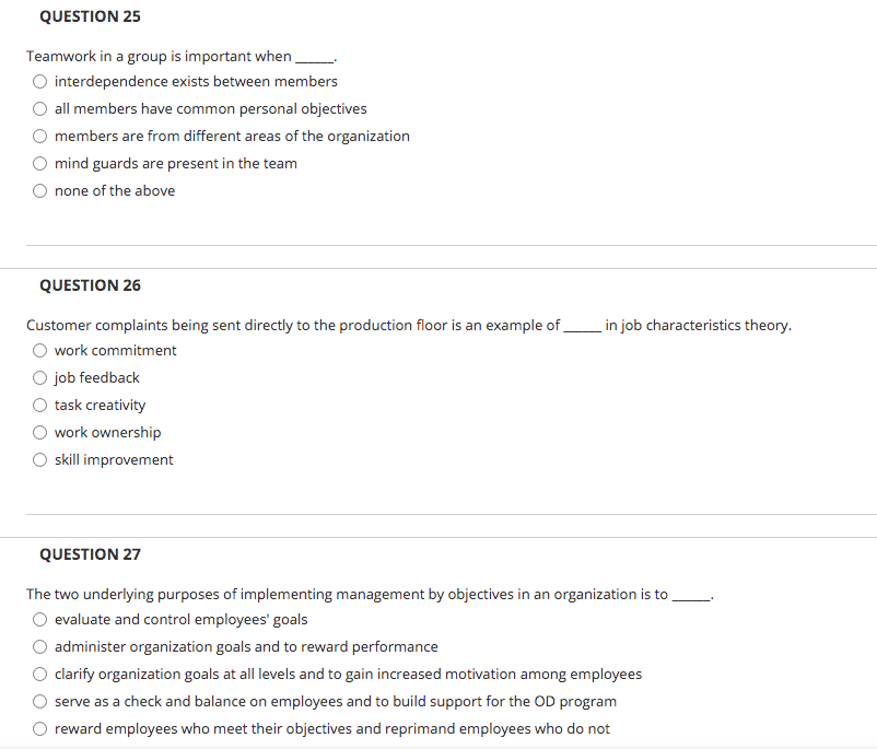 QUESTION 25 Teamwork in a group is important when