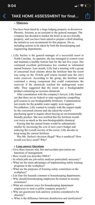 9:04 - TAKE HOME ASSESSMENT for final... A