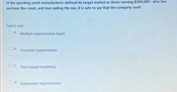 If the sporting yacht manufacturer defined its