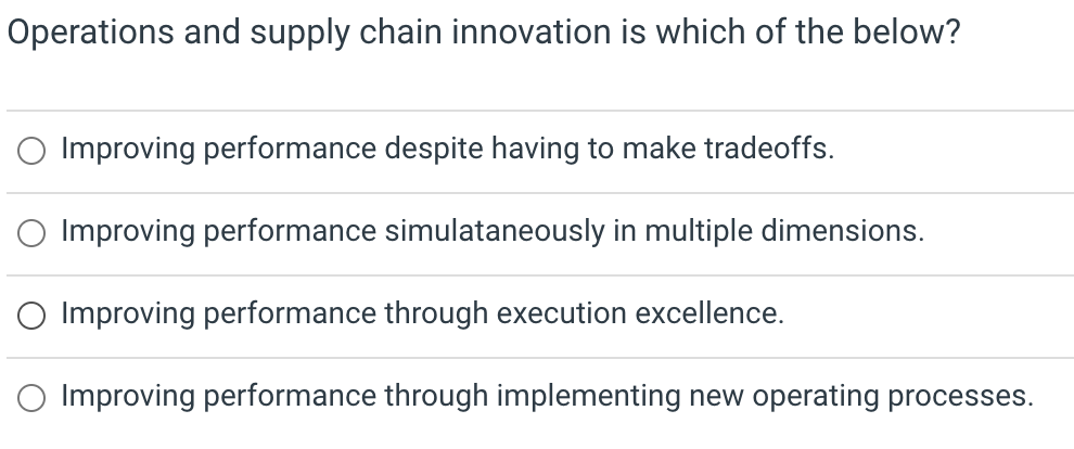 Operations and supply chain innovation is which